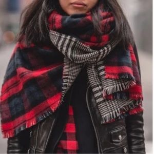 Blanket Scarf Plaid and Houndstooth Print